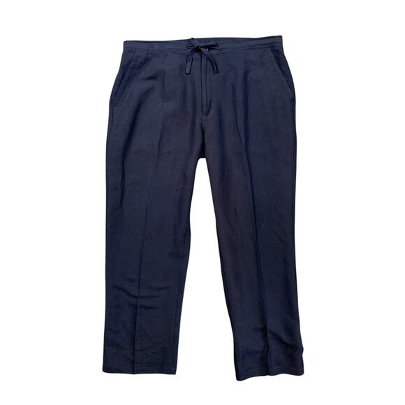 Cubavera Pants Mens XL Extra Large Navy Linen Blend Drawstring Tie Breathable - Picture 1 of 10